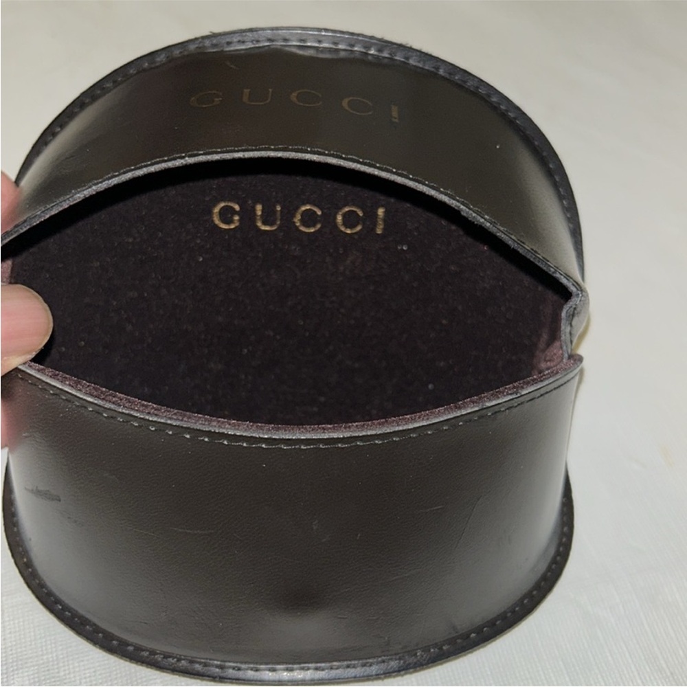 Gucci brown Black Leather  sunglasses case only